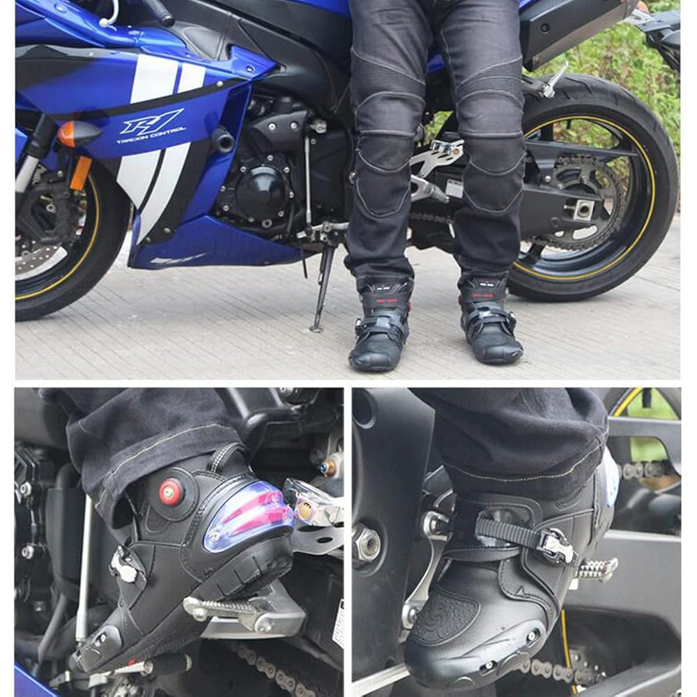 Amazon.co.jp: Kyikezz レーシングブーツ 強化防衛性 バイク用靴
